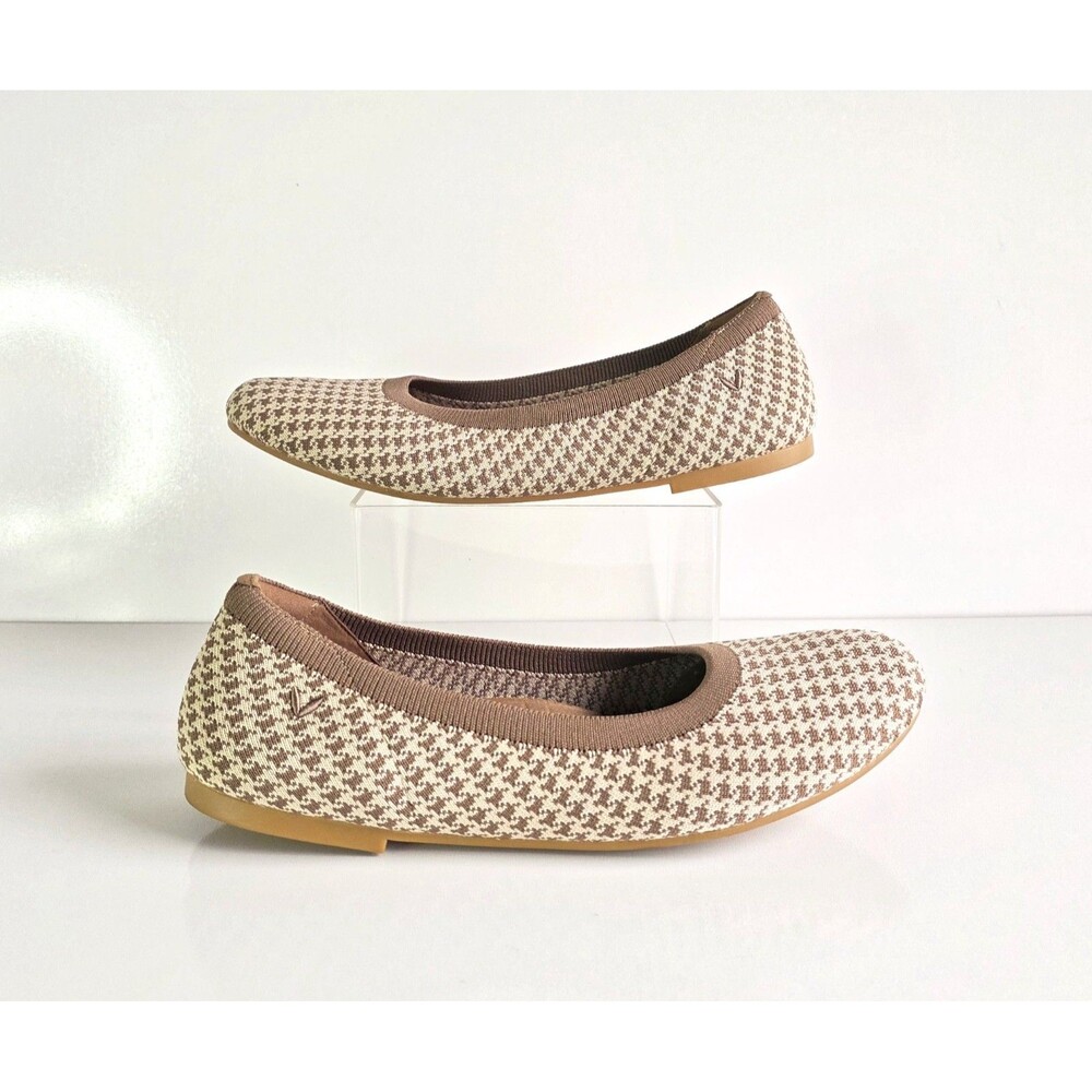 VIVAIA Women's Beige Houndstooth Ballet Flats - Picture 4 of 12